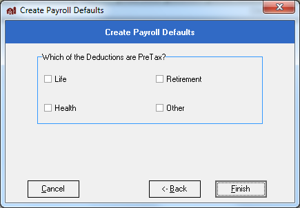 FarmBooks screen asking user which of the payroll deductions are pretax