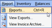 FarmBooks menu showing Reports option highlighted